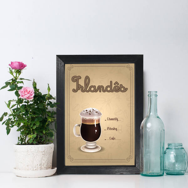 Quadro Cozinha Café Irlandês 33x43cm Moldura Preta
