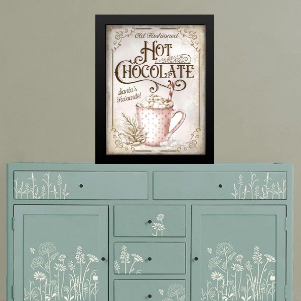 Quadro Cozinha Chocolate Quente 45x34cm - Com Vidro Moldura P