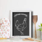 Quadro Cozinha Churrasco Cortes Frango 22x32cm Moldura Branca