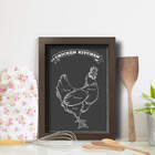 Quadro Cozinha Churrasco Cortes Frango 22x32cm Moldura Marrom