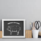 Quadro Cozinha Churrasco Cortes Porco 22x32cm Moldura Branca