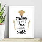 Quadro Cozinha - Cozinhar É Amor 33x24cm - Com Vidro Moldura: