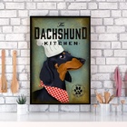 Quadro Cozinha Dachshund 45x34cm Moldura:madeira Preta