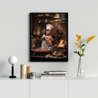 Quadro Cozinha Dachshund Cozinheiro 24x18cm - Com Vidro Moldu