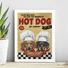 Quadro Cozinha Dachshund - Hot Dog 24x18cm - Com Vidro Moldur