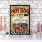 Quadro Cozinha Dachshund - Hot Dog 45x34cm Moldura:madeira Pr
