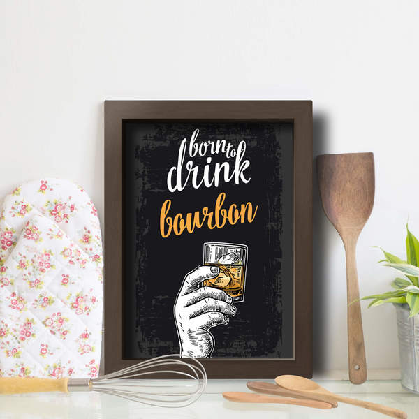 Quadro Cozinha E Bar Frase Bourbon 22x32cm Moldura Marrom Leroy Merlin