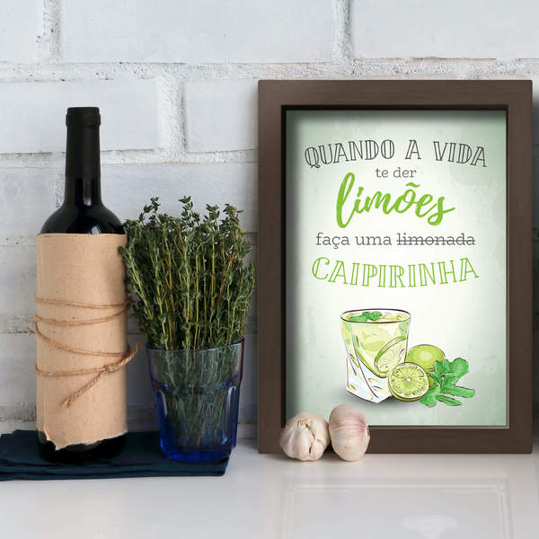 Quadro Cozinha E Bar Frase Caipirinha 22x32cm Moldura Marrom Leroy Merlin