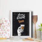 Quadro Cozinha e Bar Frase Rum 33x43cm Moldura Branca