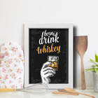 Quadro Cozinha e Bar Frase Whiskey 33x43cm Moldura Branca