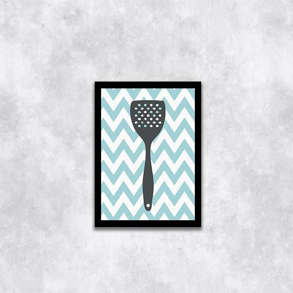 Quadro Cozinha Espátula 45x34cm - Com Vidro Moldura:madeira P