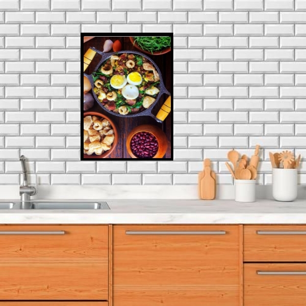 Quadro Cozinha Fotografia Feijão Tropeiro 45x34cm Moldura Pre