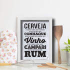 Quadro Cozinha Frase Cerveja Bebidas 33x43cm Moldura Branca
