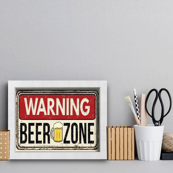 Quadro Cozinha Frase Cerveja Beer Zone 22x32cm Moldura Branca Leroy Merlin