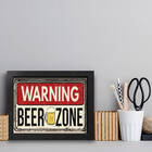 Quadro Cozinha Frase Cerveja Beer Zone 33x43cm Moldura Preta