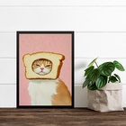Quadro Cozinha Gatinho Pão De Forma 24x18cm - Com Vidro Moldu