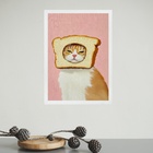 Quadro Cozinha Gatinho Pão De Forma 33x24cm - Com Vidro Moldu