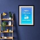 Quadro Cozinha Lave A Louça - 60x48cm Moldura:madeira Preta