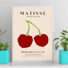 Quadro Cozinha Matisse - Cerejinhas 33x24cm - Com Vidro Moldu