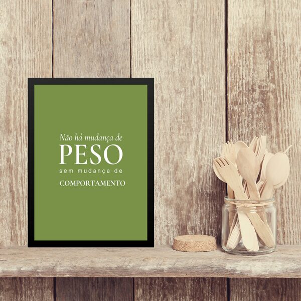 Quadro Cozinha Reprogramação Mental 24x18cm - Com Vidro Moldu