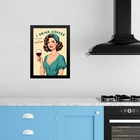 Quadro Cozinha Retro Coffee & Wine - Pin Up 33x24cm Moldura B