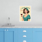 Quadro Cozinha Retro Coffee & Wine - Pin Up 45x34cm - Com Vid
