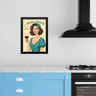 Quadro Cozinha Retro Coffee & Wine - Pin Up 45x34cm - Com Vid