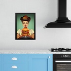 Quadro Cozinha Retro Hamburger - Pin Up 45x34cm Moldura Preta