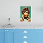 Quadro Cozinha Retro Pin Up Hamburger 33x24cm - Com Vidro Mol