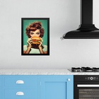 Quadro Cozinha Retro Pin Up Hamburger 45x34cm - Com Vidro Mol