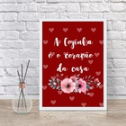 Quadro Cozinha Vermelha - Corações 24x18cm Moldura Preta