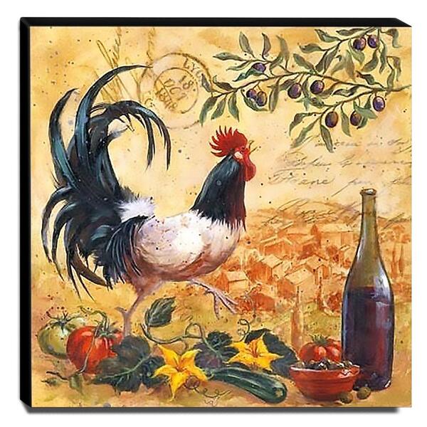 Quadro Cozinha Vintage Galo Canvas 30x30cm-coz151