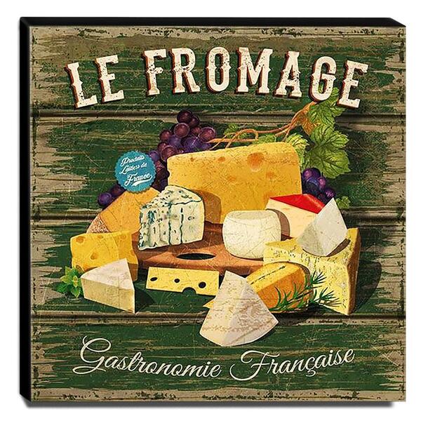 Quadro Cozinha Vintage Queijos Canvas 30x30cm-coz70