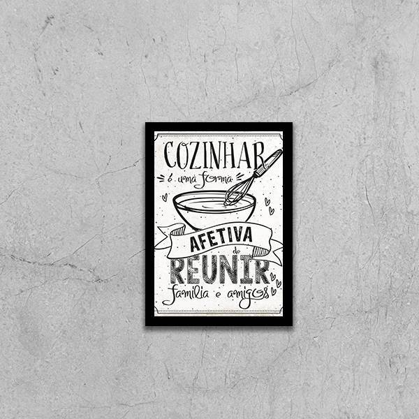 Quadro Cozinhar E Reunir Família E Amigos 33x24cm - Com Vidro