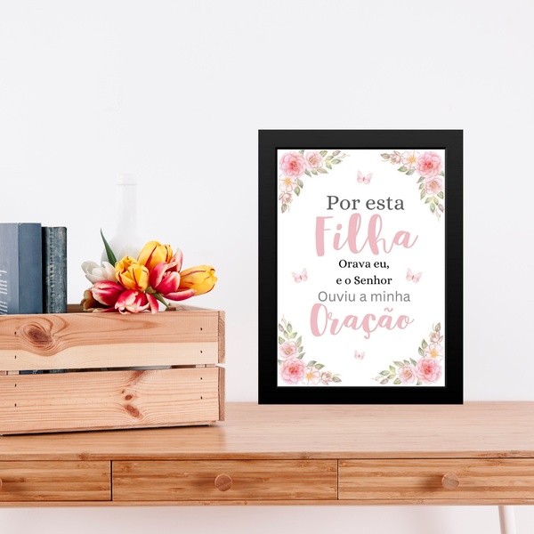 Quadro Cristão - Por Esta Filha Eu Orava 45x34cm Moldura Bran