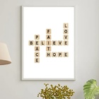 Quadro Cruzadinha Believe Faith Peace Hope Love 24x18cm - Com