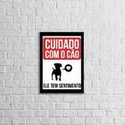 Quadro Cuidado Com O Cão. Ele Tem Sentimentos 33x24cm - Com V