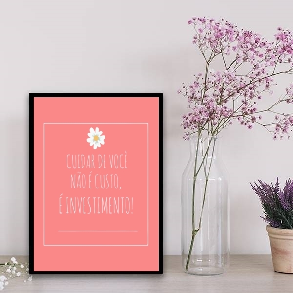 Quadro Cuidar De Você É Investimento 24x18cm - Com Vidro Mold