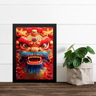 Quadro Cultura Oriental - Leão Chinês 45x34cm - Com Vidro Mol