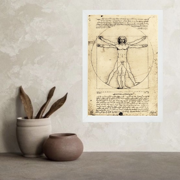 Quadro Da Vinci O Homem Vitruviano 45x34cm Moldura:madeira Br