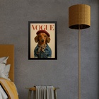 Quadro Dachshund Fashion - Capa De Revista 24x18cm - Com Vidr