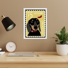 Quadro Dachshund Selo Salsicha 33x24cm - Com Vidro Moldura Pr