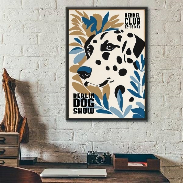 Quadro Dálmata - Berlin Dog Show Poster 45x34cm Moldura Preta