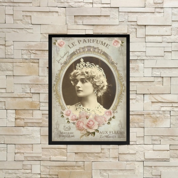 Quadro Dama Antiga Le Parfume 45x34cm Moldura:madeira Branca