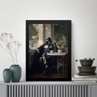 Quadro Darth Tomando Café - Cafeteria 24x18cm Moldura Preta