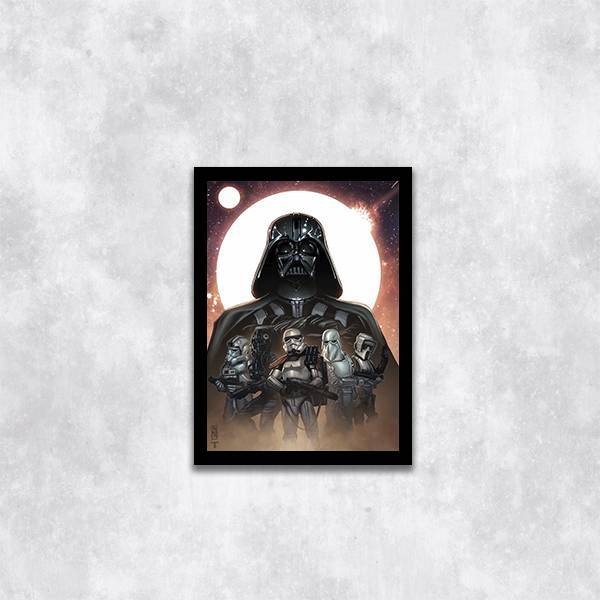 Quadro Darth Vader E Stormtrooper 24x18cm Moldura:madeira Pre