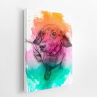 Quadro Daschund Cachorro Salsicha Aquarela Canvas 20x30cm