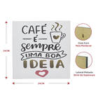 Quadro De Madeira Decorativo Frases Café 24x24cm Mod4