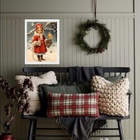 Quadro De Natal Menina Com Passarinho 33x24cm Moldura Branca