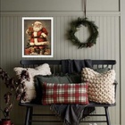 Quadro De Natal Papai Noel Vintage 45x34cm Moldura Preta